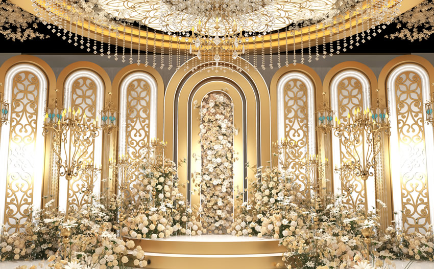 布尔津香槟色调婚礼堂效果展示